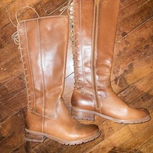 Brown Leather Lace Up Riding Boots